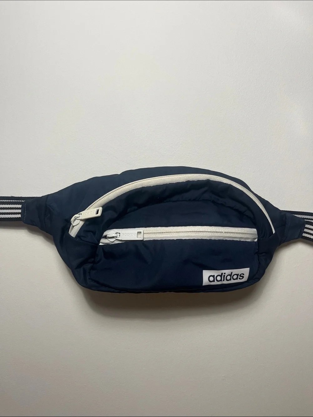 Adidas Navy Blue Fanny Pack Belt Bag with White Accents